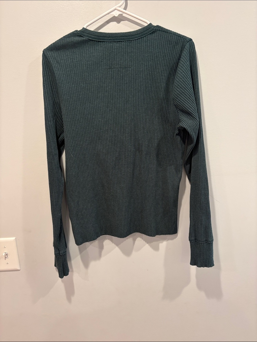 aerie Ribbed Long-Sleeve Henley Top - Teal Green ptp 18-24 - Picture 6 of 6